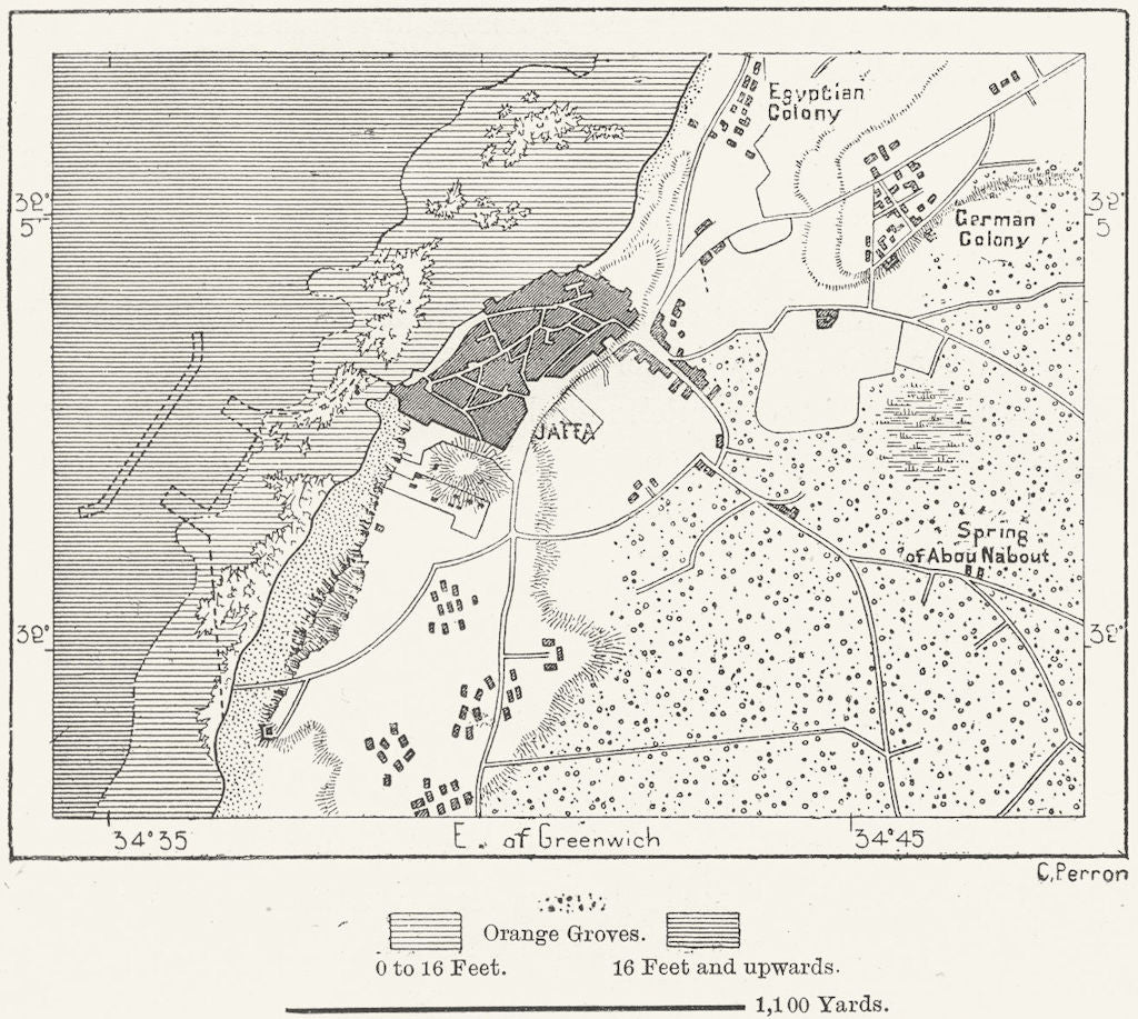 ISRAEL. Jaffa, sketch map c1885 old antique vintage plan chart